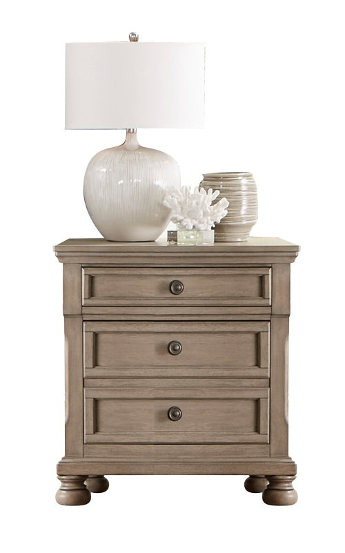 Broville Rustic 4PC Bedroom Set Cal King Sleigh Storage Bed, Dresser, Mirror, Nightstand in Weathered Wood