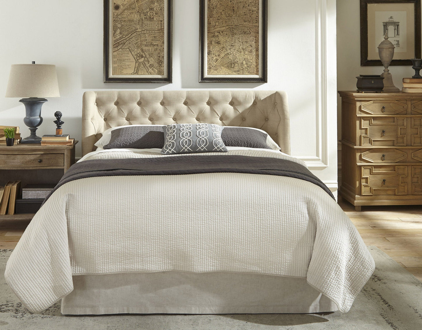 Modus Geneva Queen Levi Headboard Bed in Toast