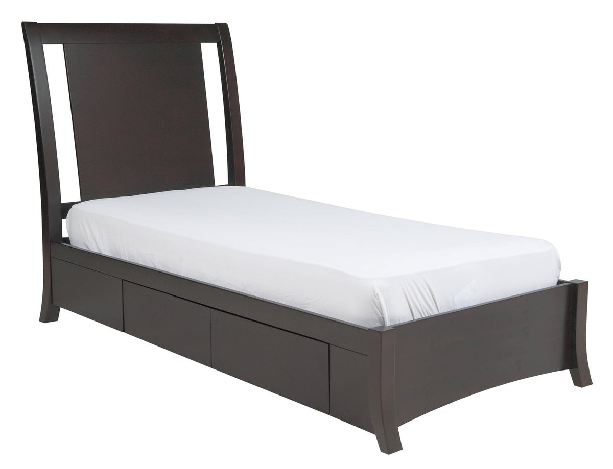 Modus Nevis 4PC Twin Storage Bedroom Set w Nightstand in Espresso