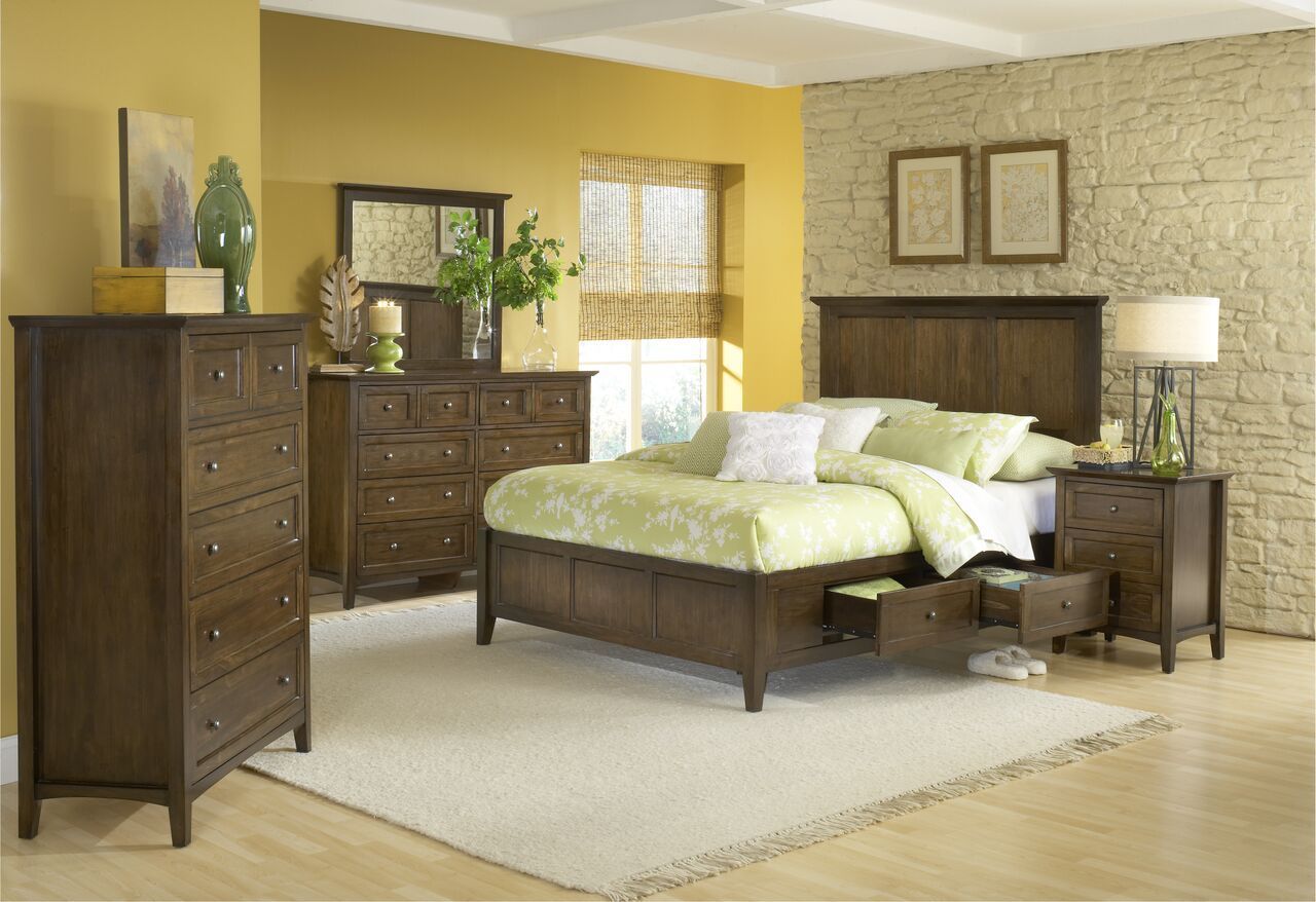 Modus Paragon 5PC E King Bed Set w 2 Nightstand in Truffle
