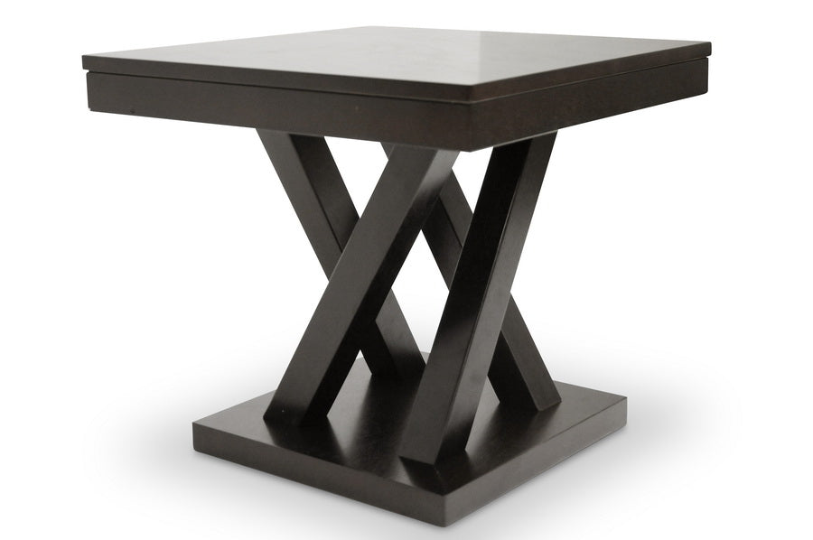 Modern End Table in Dark Brown