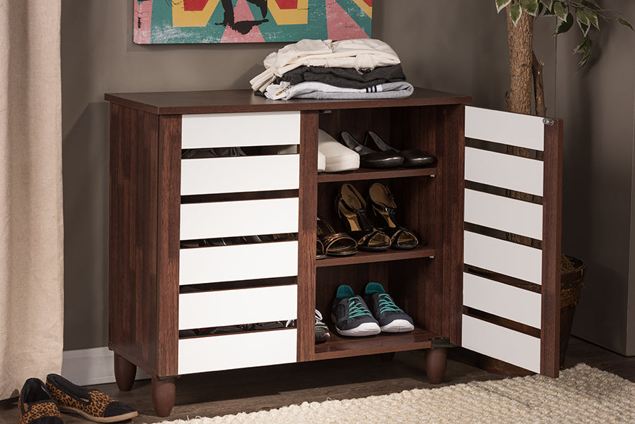 Contemporary Entryway Storage Shoe Cabinet in Brown Engineered Wood/Vinyl bxi6518-118