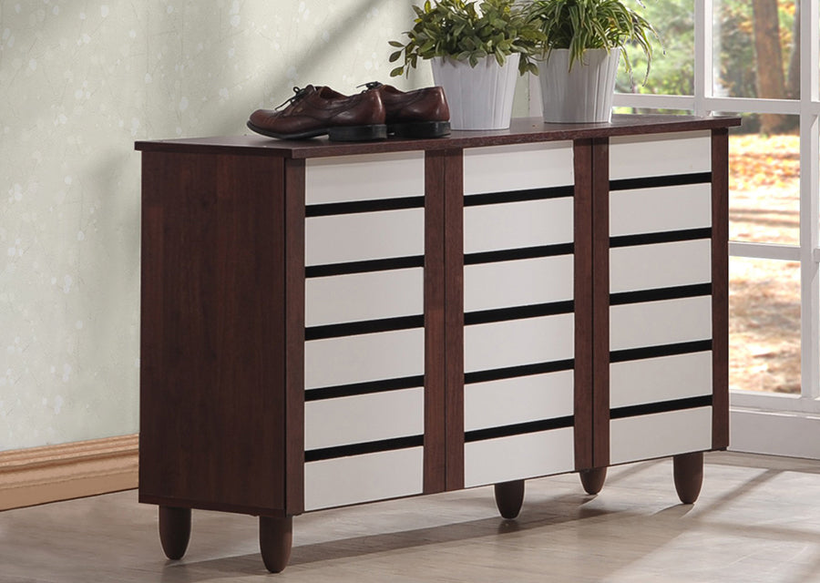 Contemporary Shoe Cabinet in Brown Engineered Wood/Vinyl - The Furniture Space.