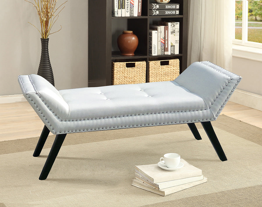 Contemporary Ottoman Bench in White PU Leather - The Furniture Space.