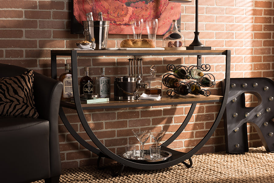 Rustic Industrial Metal Console Table in Black/Brown - The Furniture Space.
