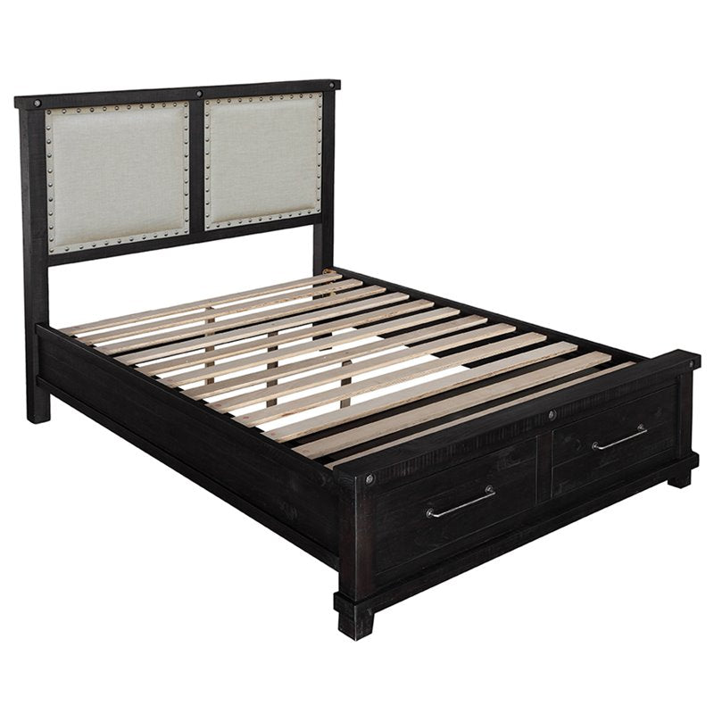 Modus Yosemite 5PC Full Storage Fabric Bedroom Set w 2 Nightstand in Cafe