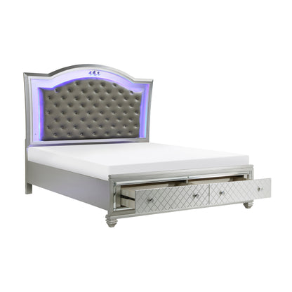 Homelegance Leesa Queen Storage Platform Bed In Silver