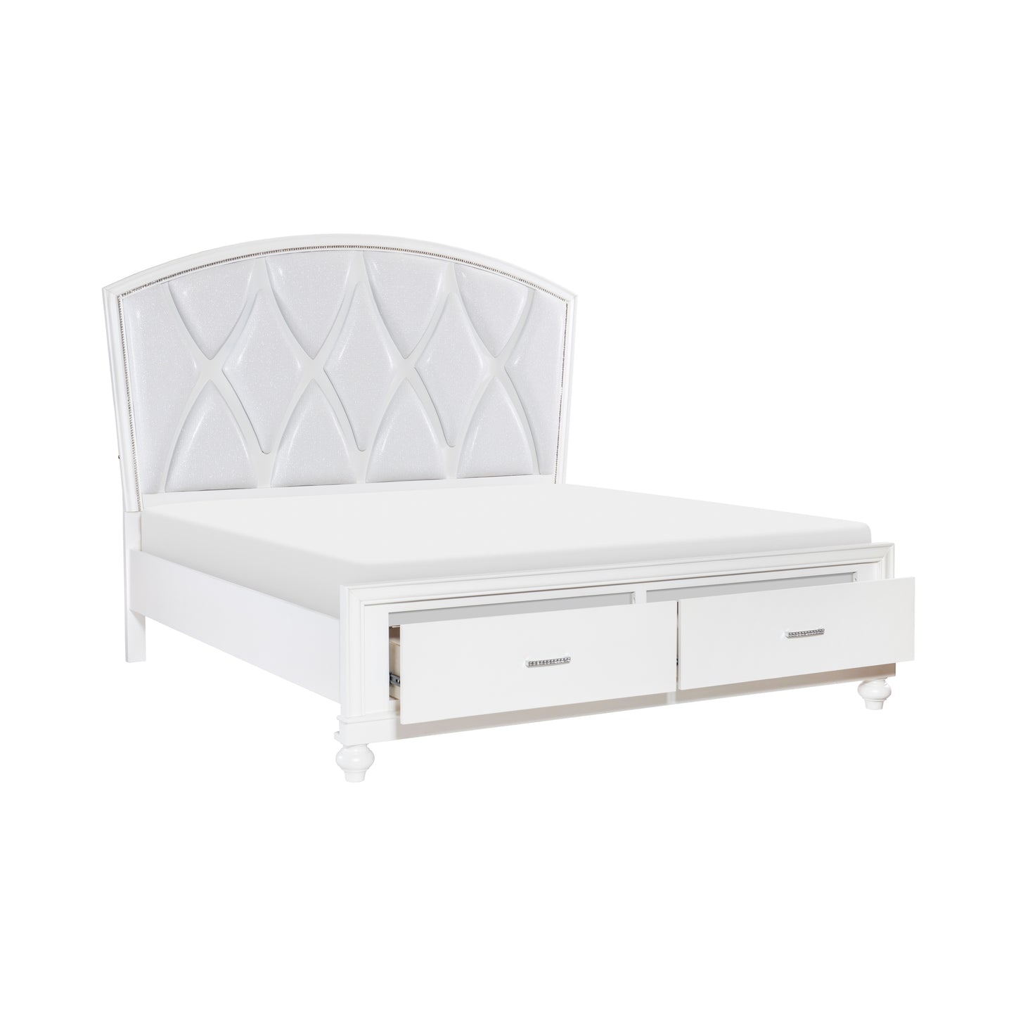 Homelegance Aria Queen Storage Platform Bed In White