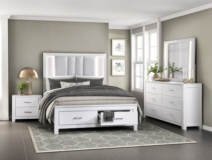 Homelegance Dresser White Modern Contemporary Iridescent Glow Prism 1486-4