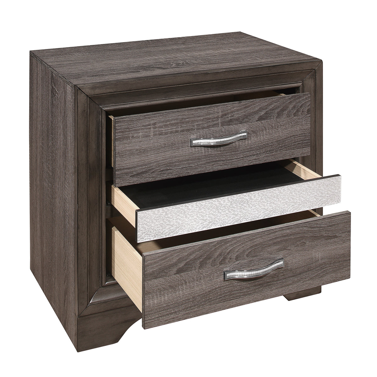 Homelegance Dresser Gray Glam with Acrylic Silver Glitter Hidden Jewelry Drawer 1505-4