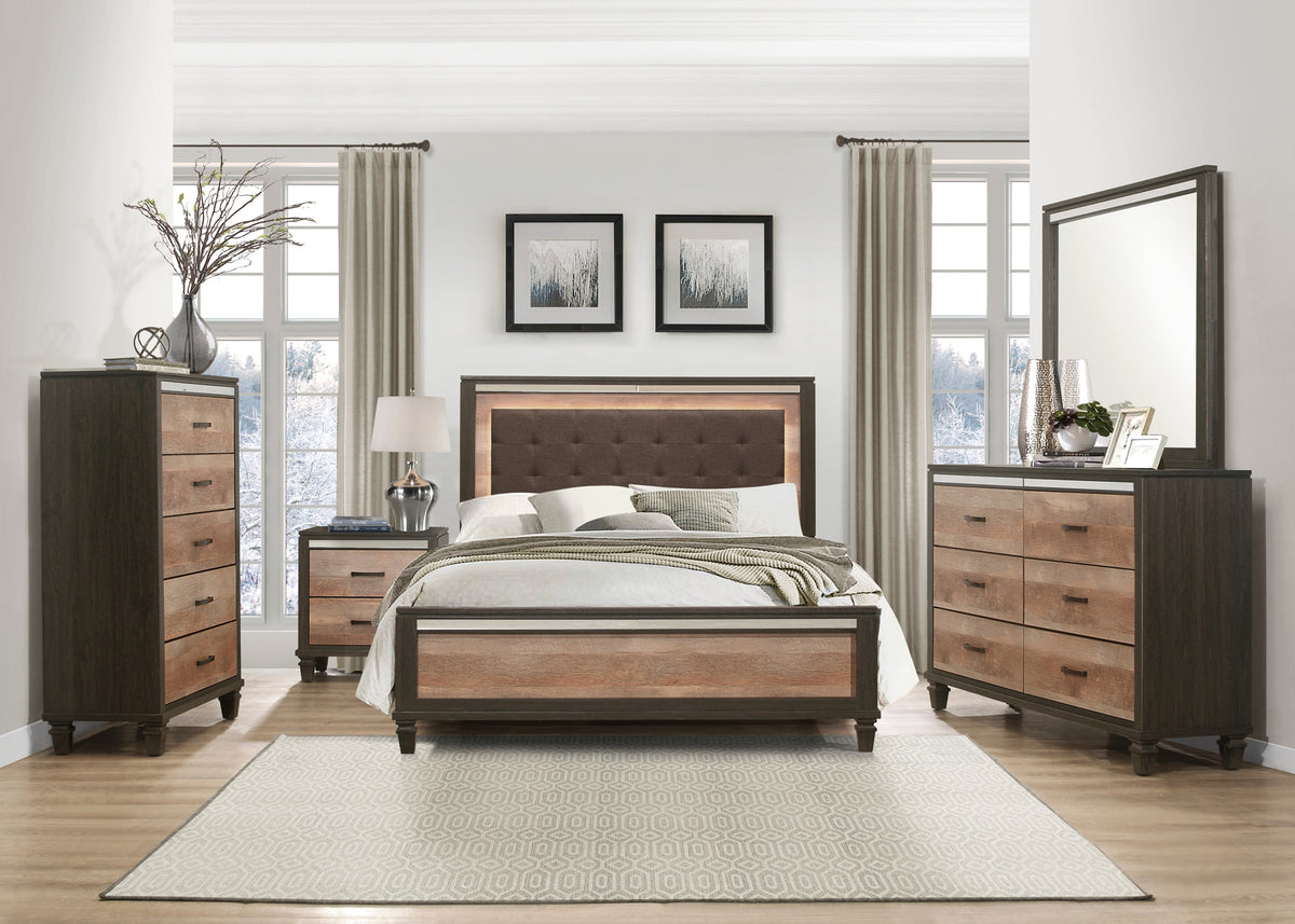 Homelegance Danridge Queen Bed With Led Light In Brown