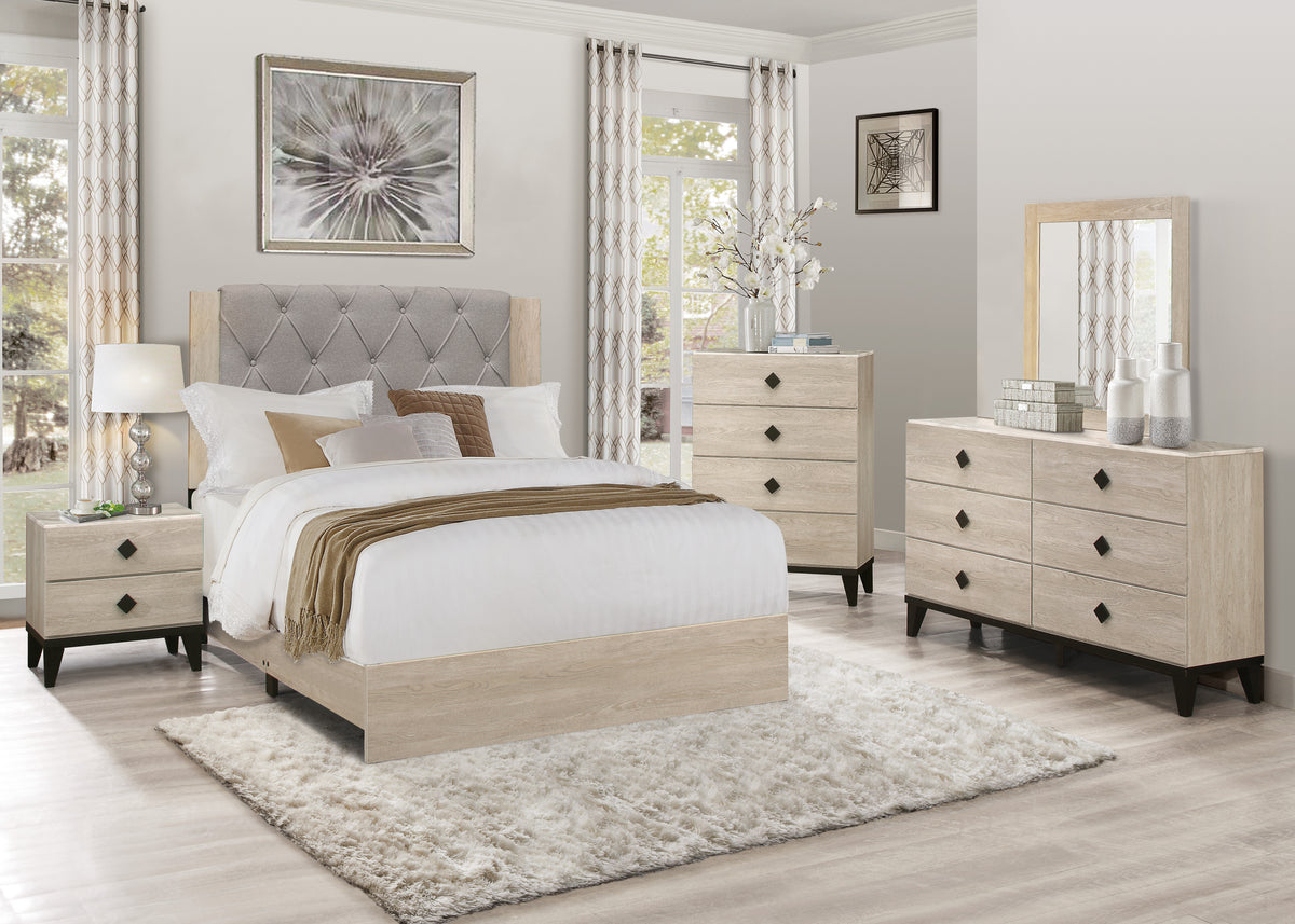 Homelegance Dresser Cream Marble-Look Black Hardware Modern Contemporary 1524-4
