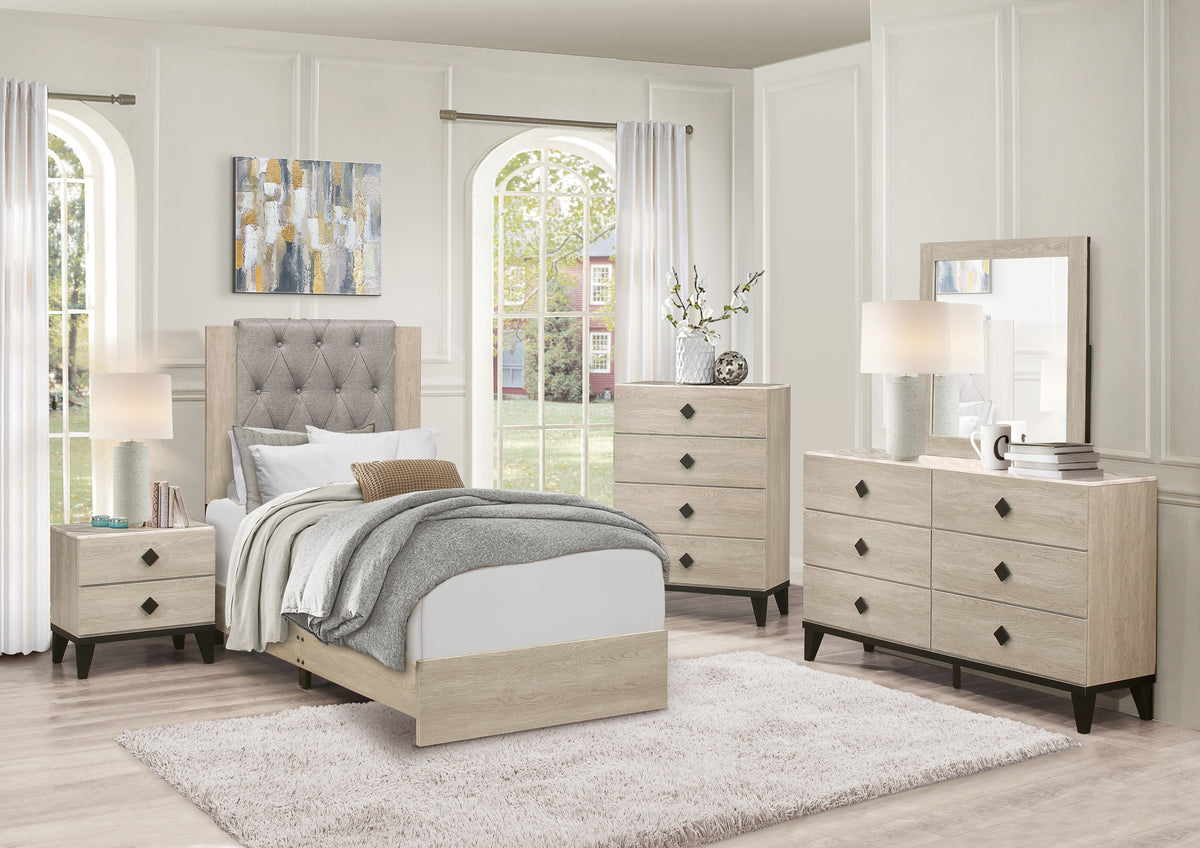 Homelegance Dresser Cream Marble-Look Black Hardware Modern Contemporary 1524-4