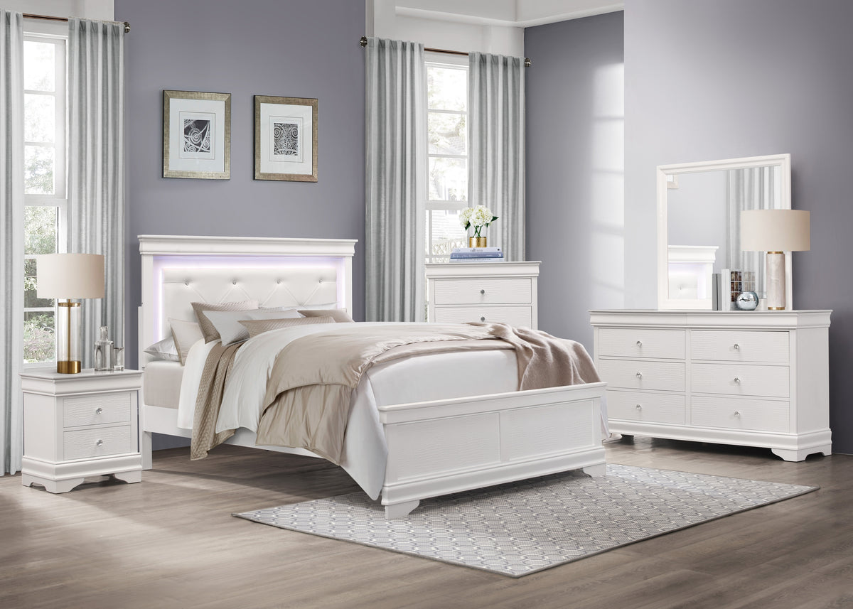 Homelegance Lana Queen Bed With Led Light In White