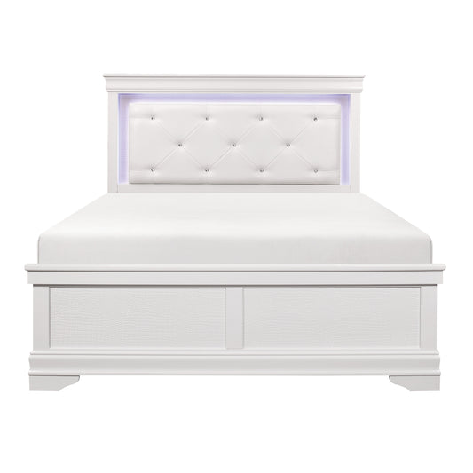 Homelegance Lana Queen Bed With Led Light In White