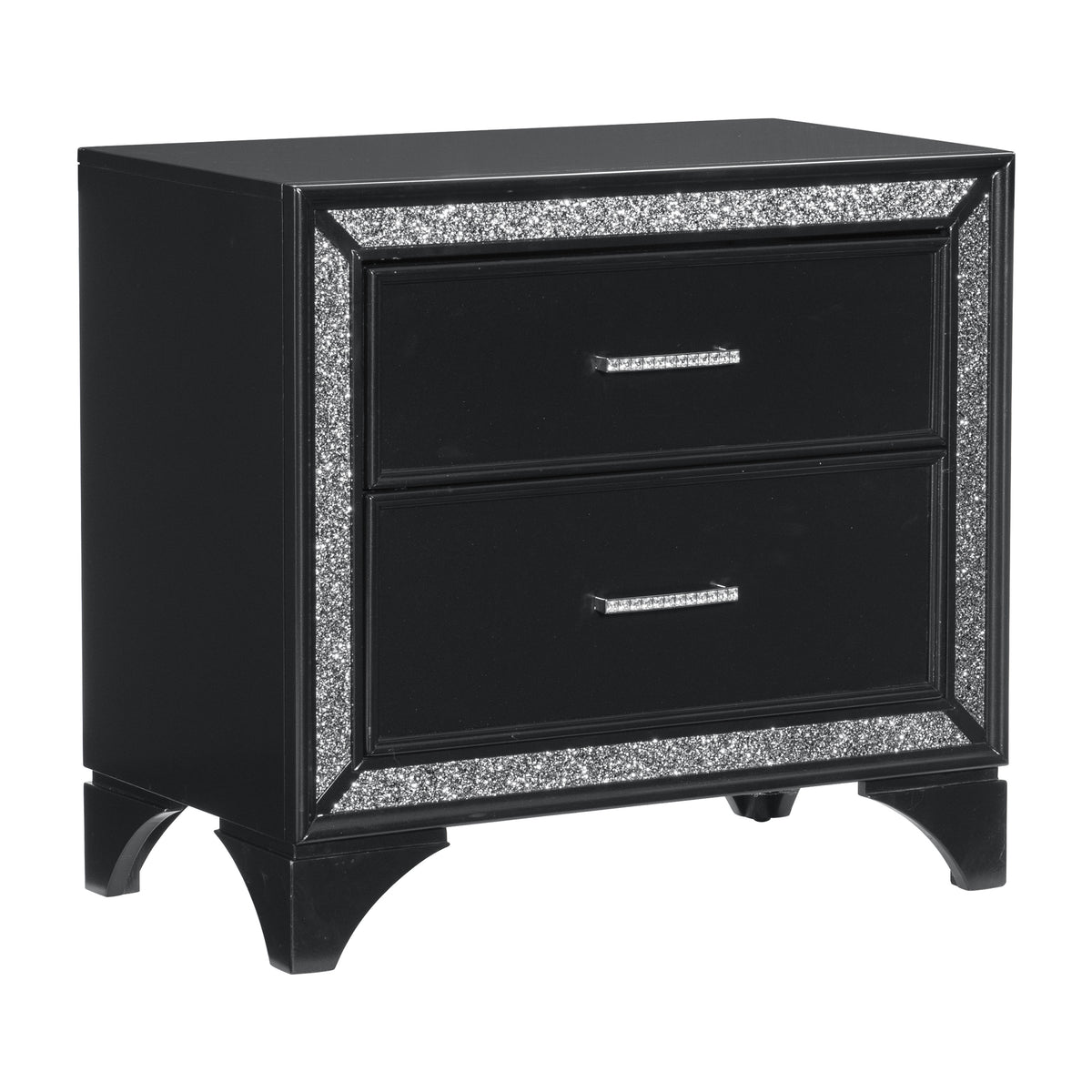 Homelegance Dresser Black Pearlescent Finish Silver Glitter Trim Glam Style 1572BK-4