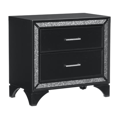 Homelegance Dresser Black Pearlescent Finish Silver Glitter Trim Glam Style 1572BK-4