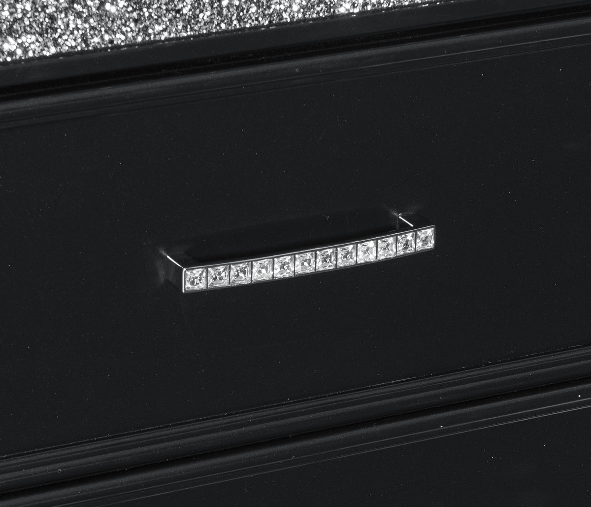 Homelegance Dresser Black Pearlescent Finish Silver Glitter Trim Glam Style 1572BK-4
