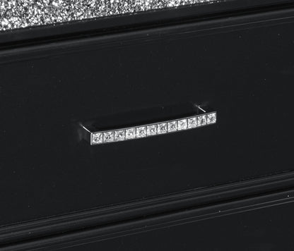 Homelegance Dresser Black Pearlescent Finish Silver Glitter Trim Glam Style 1572BK-4
