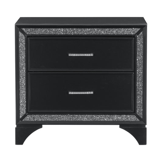 Homelegance Dresser Black Pearlescent Finish Silver Glitter Trim Glam Style 1572BK-4