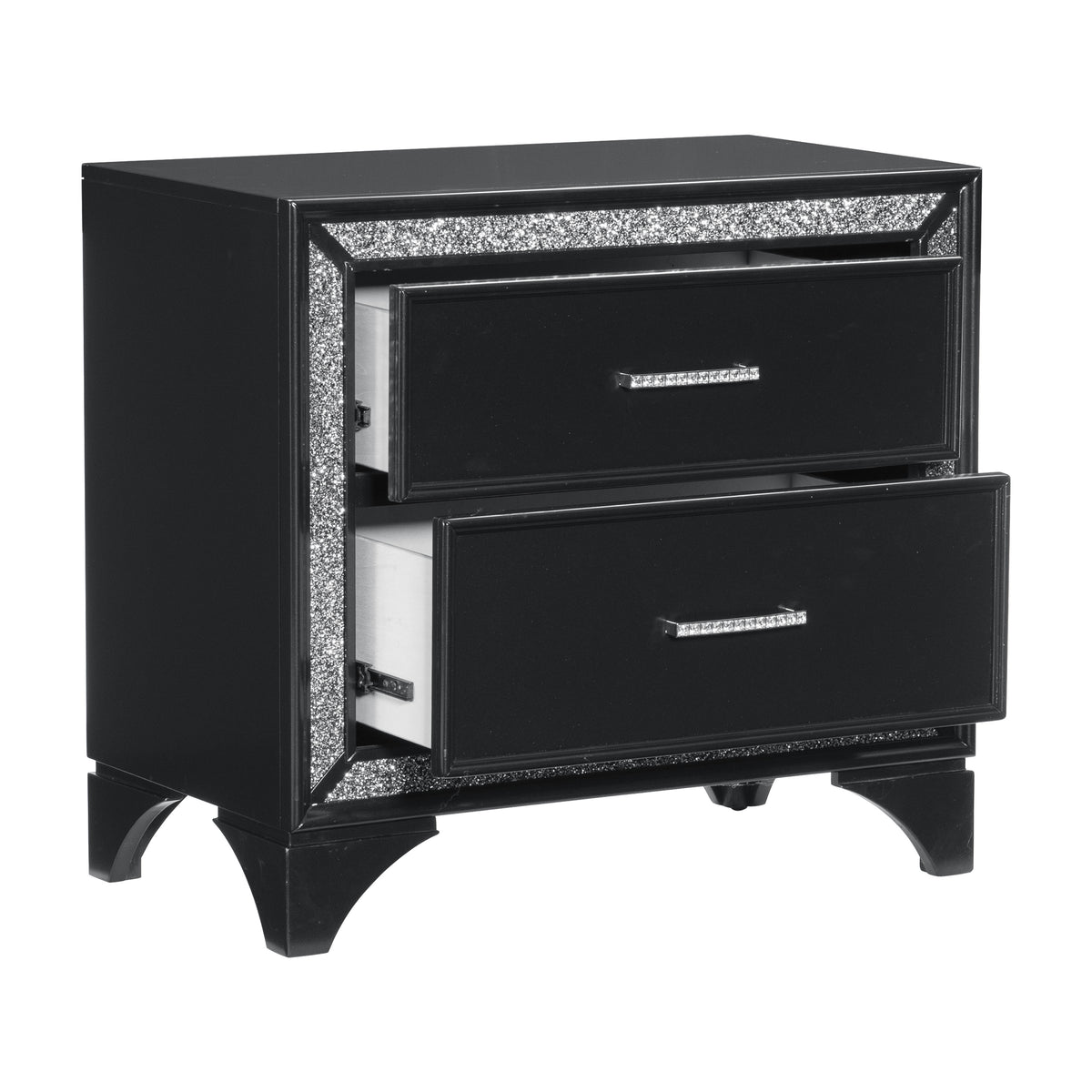 Homelegance Dresser Black Pearlescent Finish Silver Glitter Trim Glam Style 1572BK-4