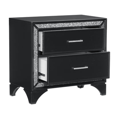Homelegance Dresser Black Pearlescent Finish Silver Glitter Trim Glam Style 1572BK-4