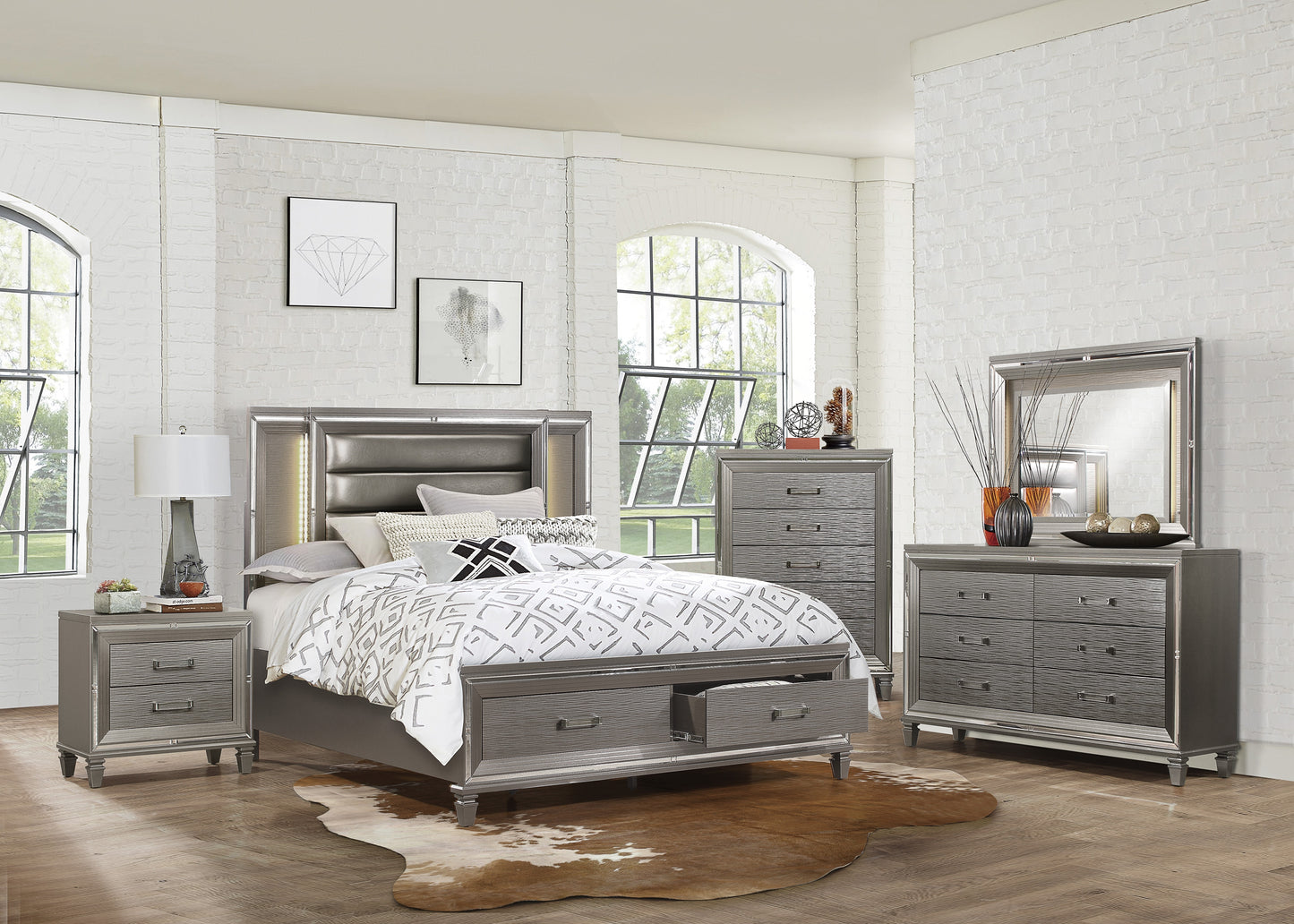 Homelegance Dresser Silver Gray Modern Contemporary Glamorous Style 1616-4