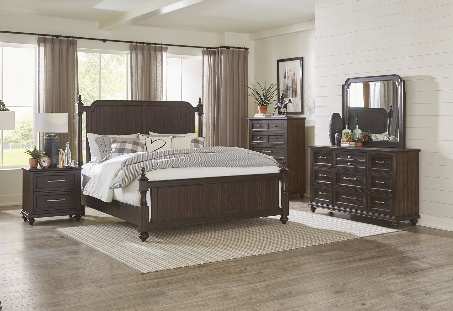 Homelegance Dresser Driftwood Charcoal Transitional Style with Pewter Hardware 1689-4