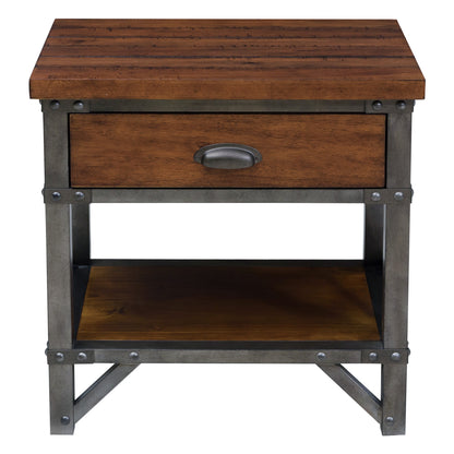 Homelegance Dresser Rustic Brown Milk Crate Finish Gunmetal Framing 1715-4