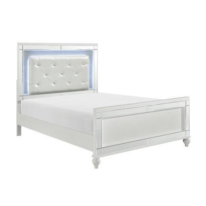 Homelegance Alonza Queen Bed With Led Light In Silver