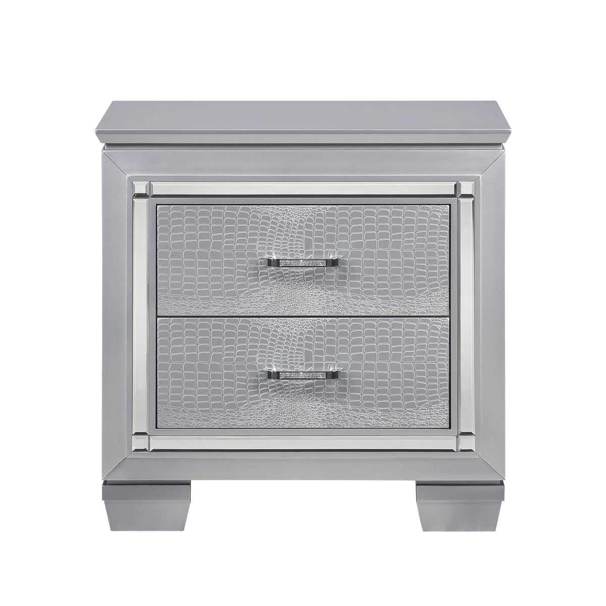 Homelegance Dresser Silver Glam Alligator Embossing LED Light Crystal Hardware 1916-4