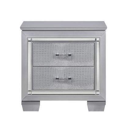 Homelegance Dresser Silver Glam Alligator Embossing LED Light Crystal Hardware 1916-4