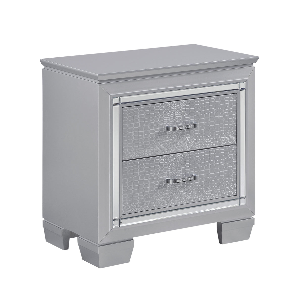 Homelegance Dresser Silver Glam Alligator Embossing LED Light Crystal Hardware 1916-4