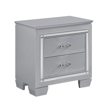 Homelegance Dresser Silver Glam Alligator Embossing LED Light Crystal Hardware 1916-4