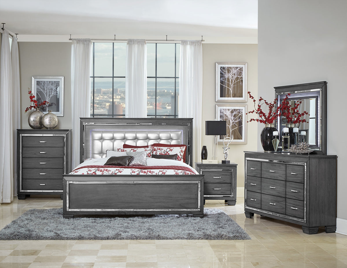 Homelegance Allura Queen Bed With Led Light In Gray