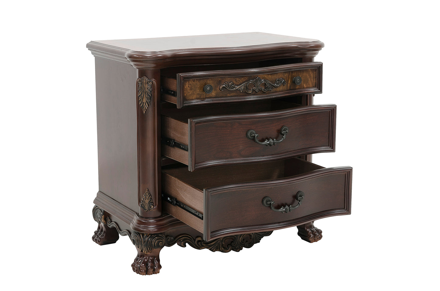 Homelegance Dresser Cherry Traditional Burl Inlay Claw Feet Gold Tipping 2243-4