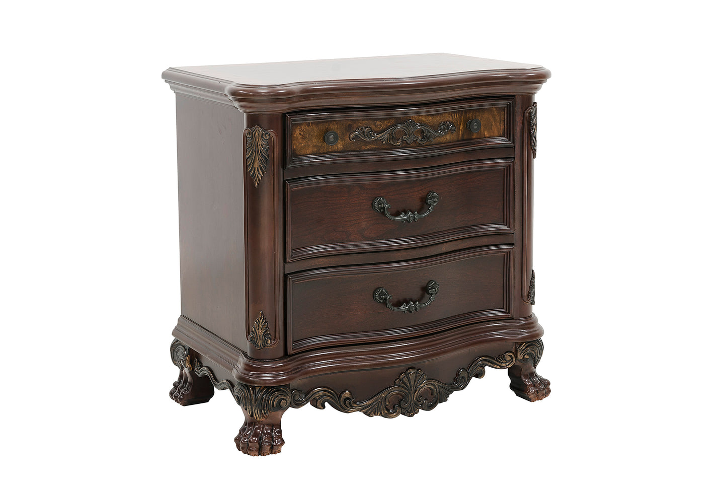 Homelegance Dresser Cherry Traditional Burl Inlay Claw Feet Gold Tipping 2243-4