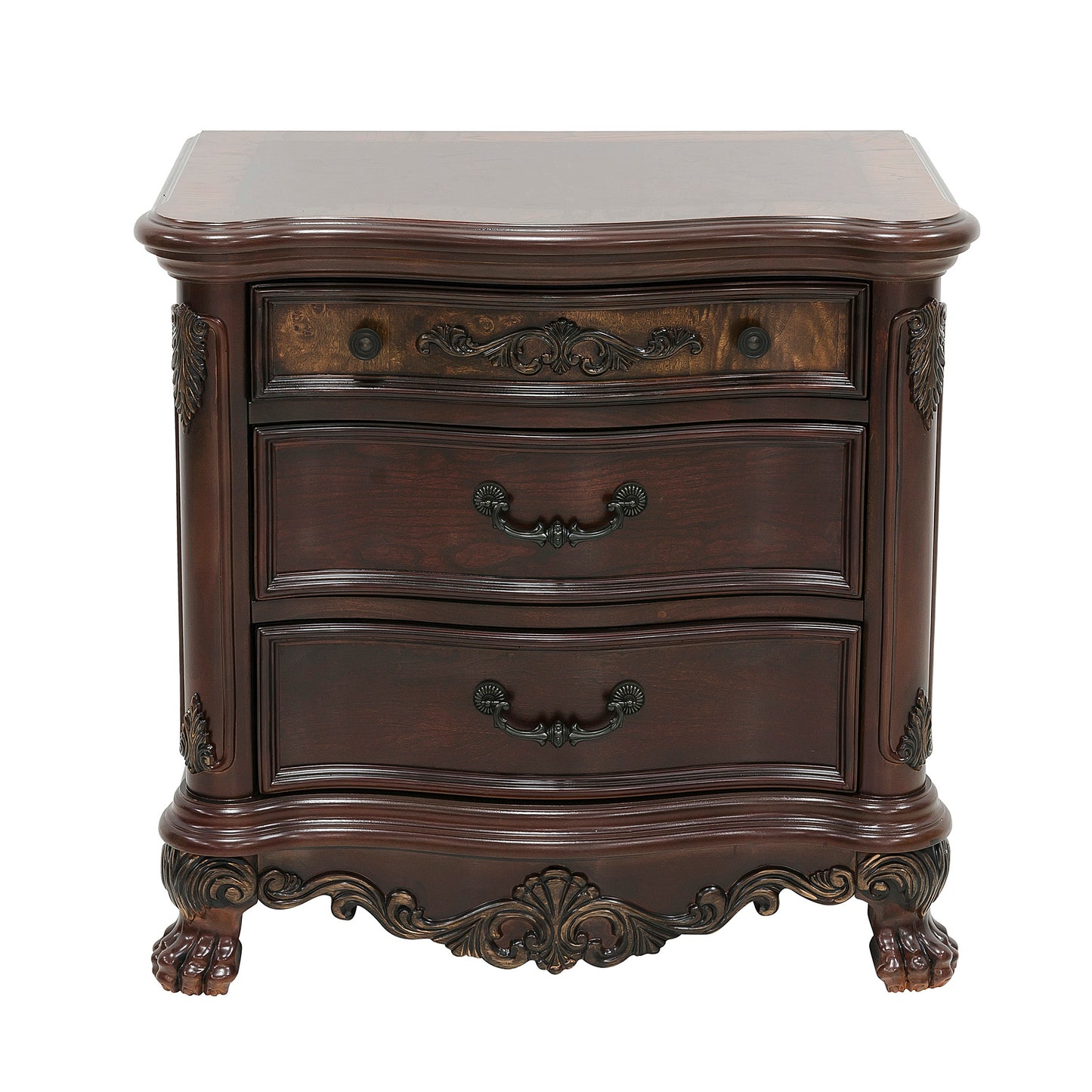 Homelegance Dresser Cherry Traditional Burl Inlay Claw Feet Gold Tipping 2243-4