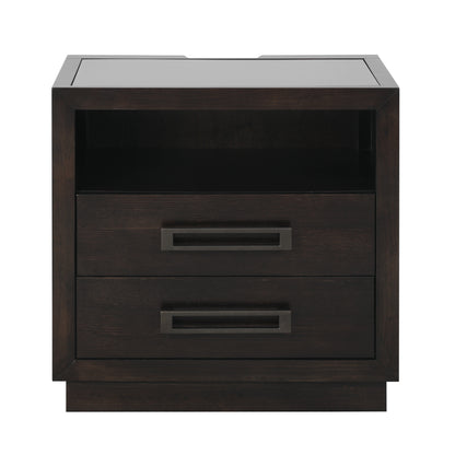 Homelegance Dresser Charcoal Ash Veneer Modern Contemporary Dark Glass Top 5424-4