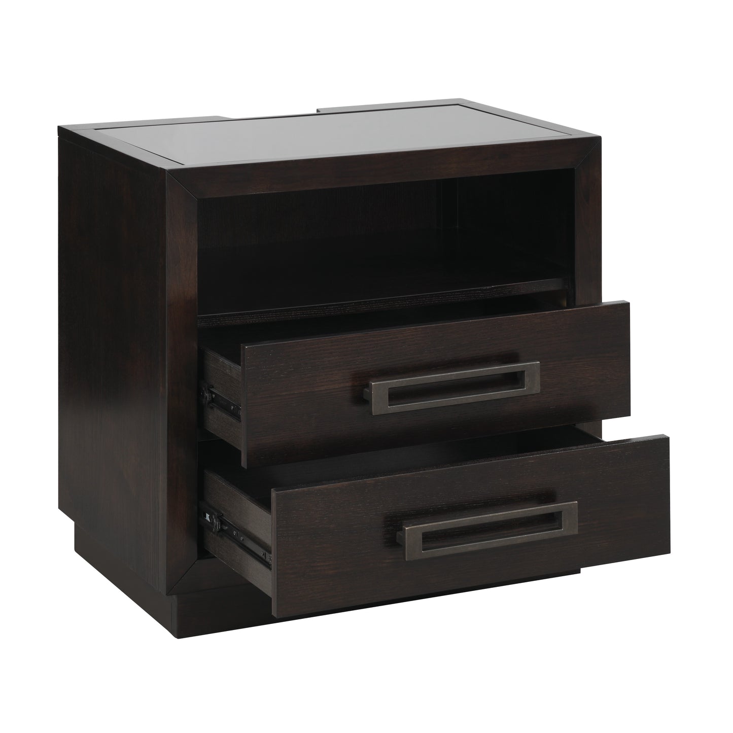 Homelegance Dresser Charcoal Ash Veneer Modern Contemporary Dark Glass Top 5424-4