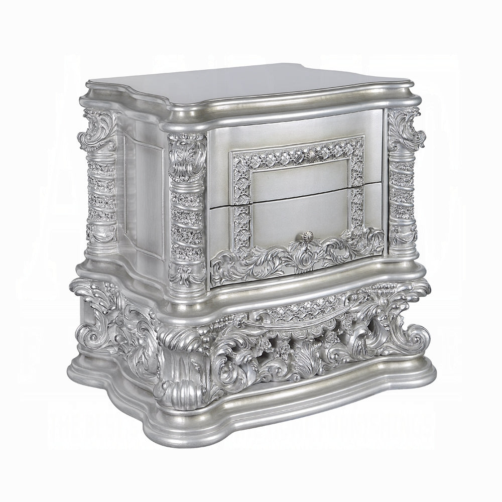 Acme Valkyrie Nightstand, Antique Platinum Finish