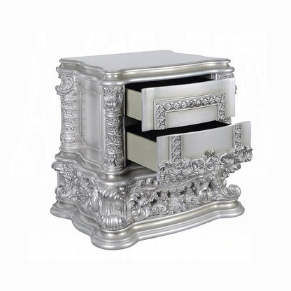 Acme Valkyrie Nightstand, Antique Platinum Finish