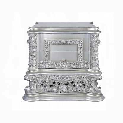 Acme Valkyrie Nightstand, Antique Platinum Finish