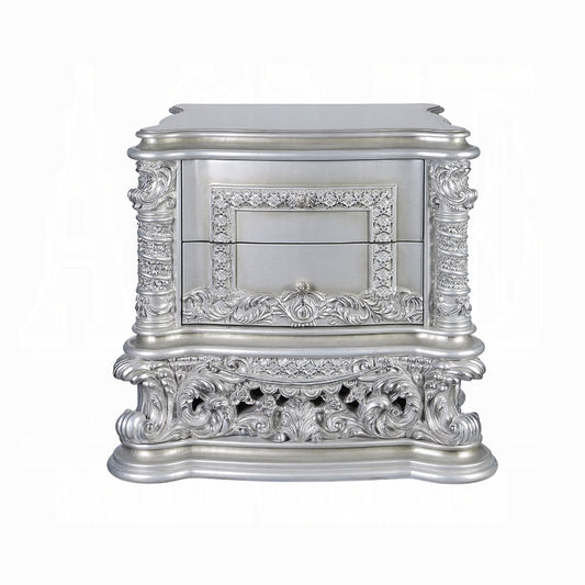 Acme Valkyrie Nightstand, Antique Platinum Finish