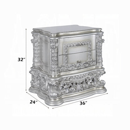 Acme Valkyrie Nightstand, Antique Platinum Finish
