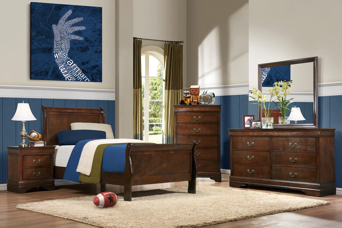 Homelegance Dresser Brown Cherry Country & Farmhouse Louis Philippe Style 2147-4