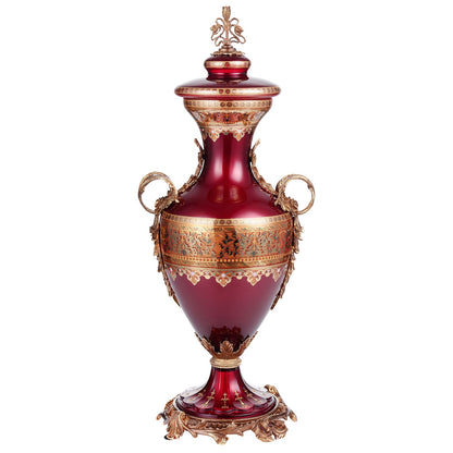 Urn in Bronze & Ruby Red & Gold Finish AC1039 European Traditional Victorian