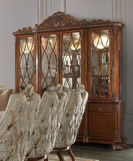 China Cabinet in Brown Cherry Finish CH124 European Traditional Victorian