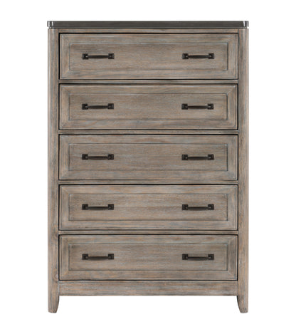 Homlegance Chest Newell Collection In 2-Tone Finish (Gray And Oak)