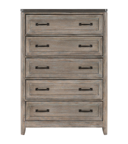 Homlegance Chest Newell Collection In 2-Tone Finish (Gray And Oak)